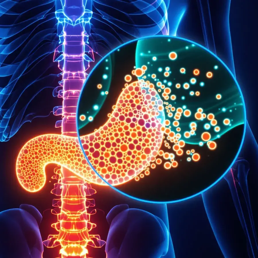 Illustration showing pancreas releasing insulin and regulating blood sugar